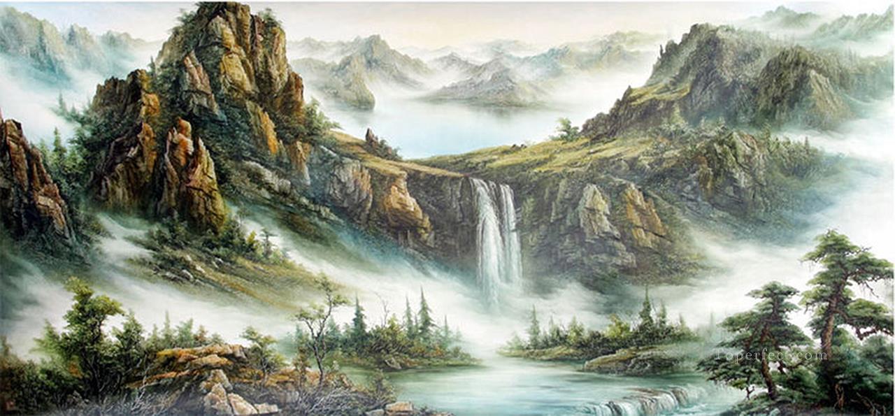 Rocky Mountains in Fog Landscapes from China Oil Paintings